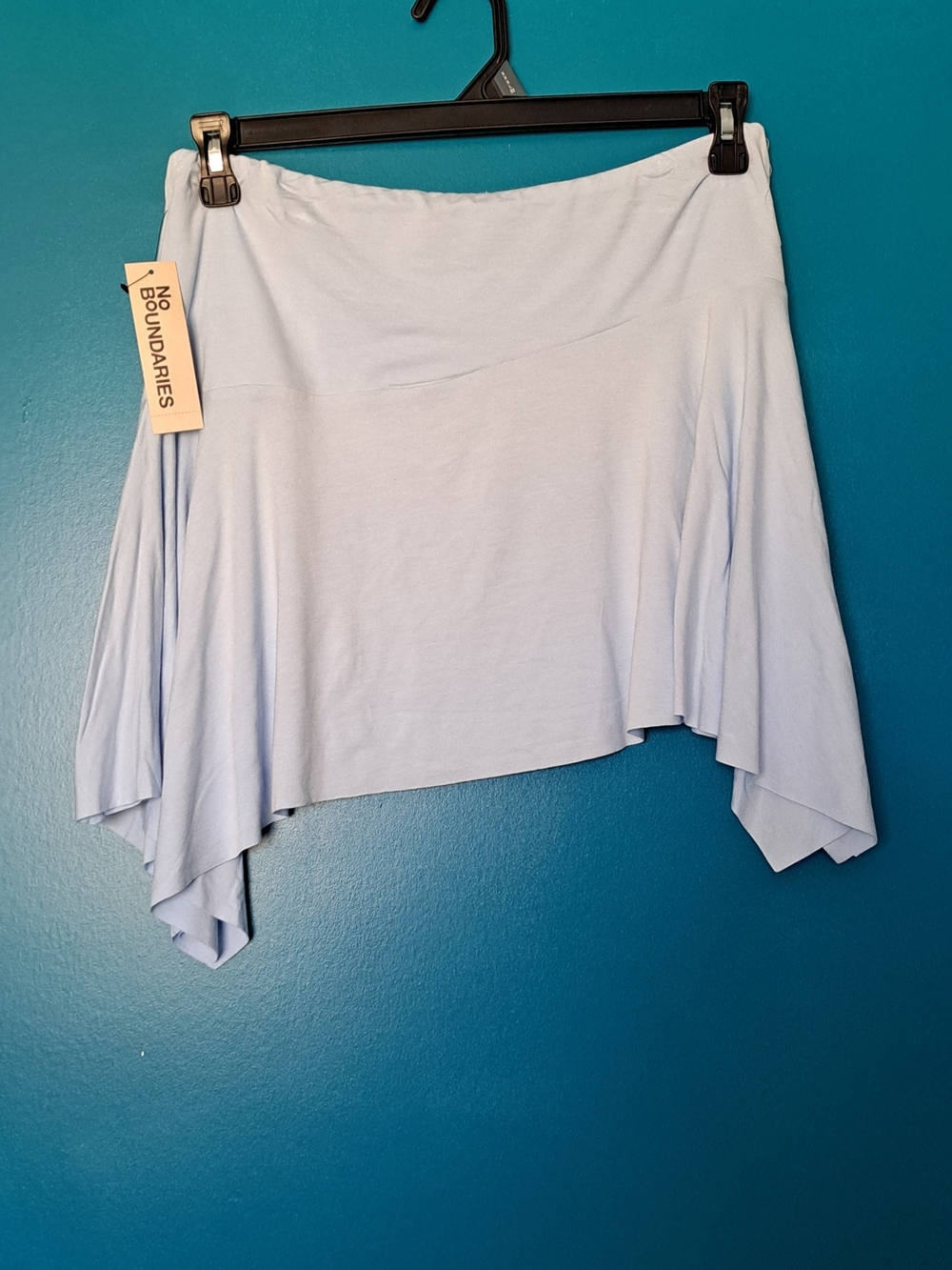 No Boundaries Pale Blue Asymmetrical Flowy Skirt